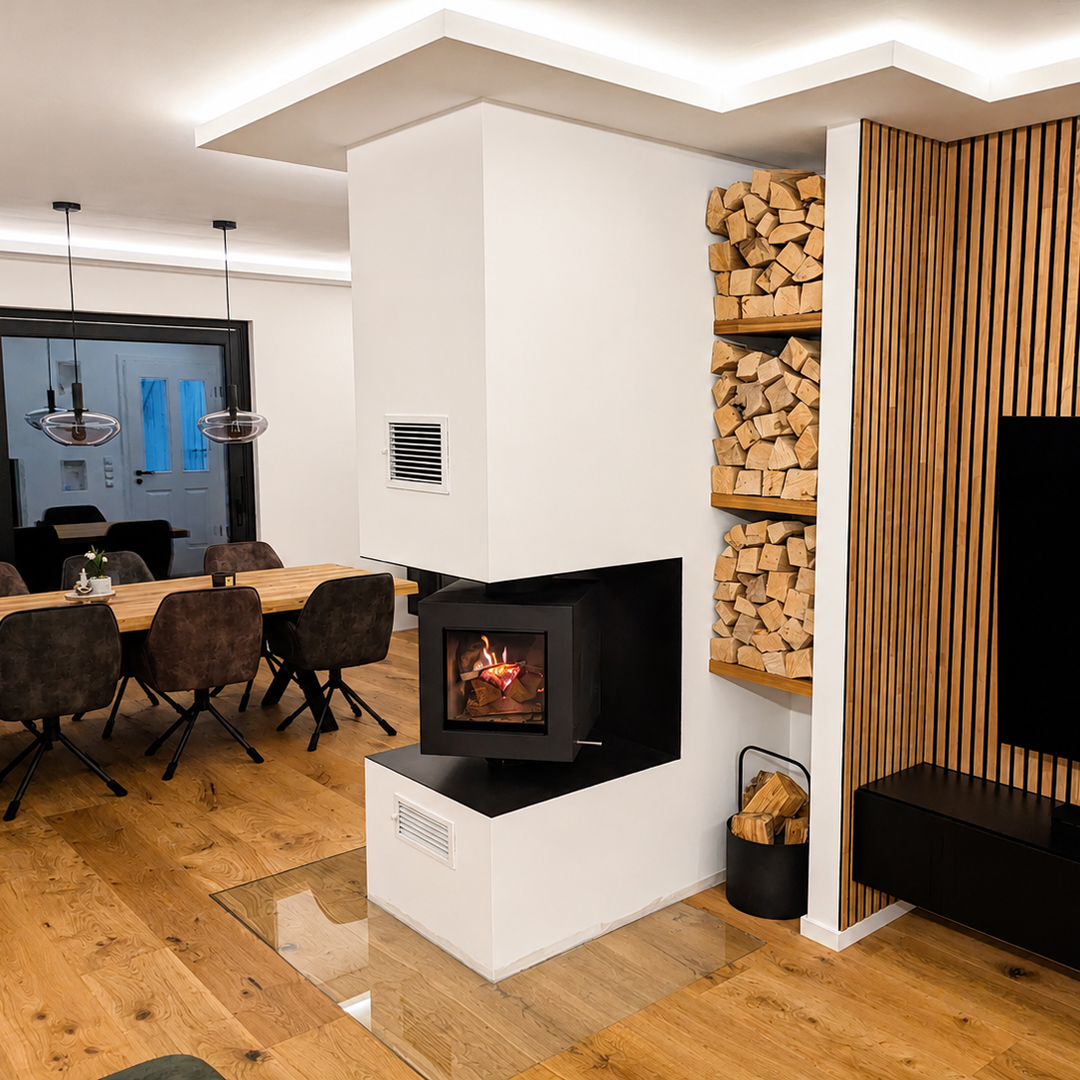 Kamin im modernen Wohnbereich